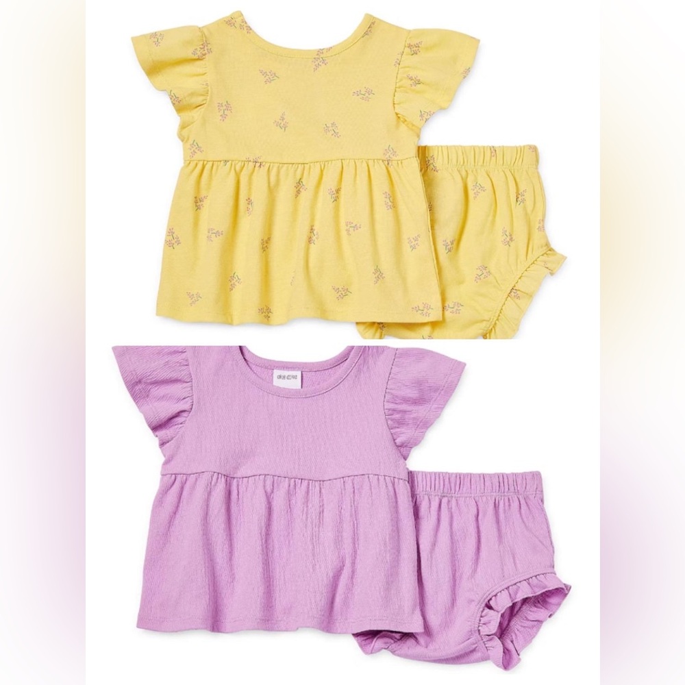 Okie Doki baby girl’s 2pc short size 9 months color 1 purple 1 yellow